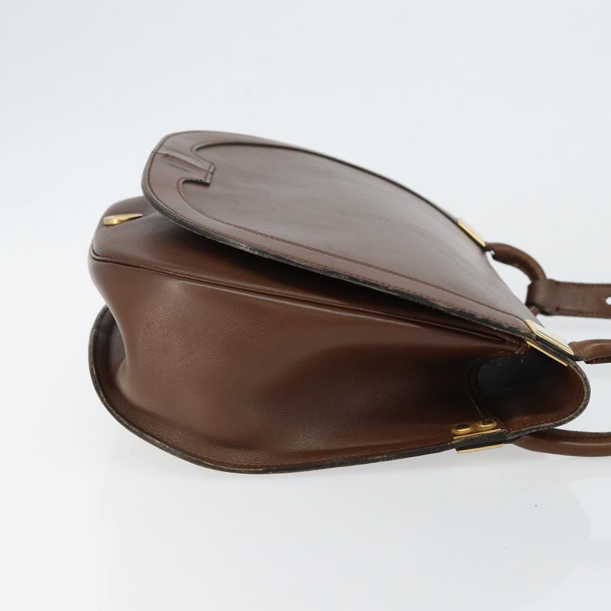 Christian Dior Shoulder Bag Leather Brown Gold Auth bs29937