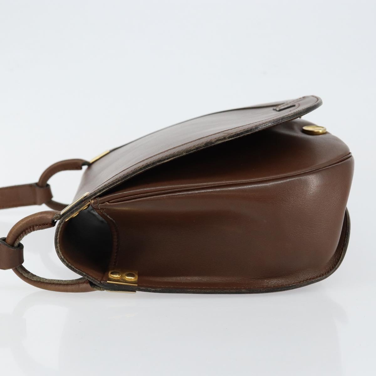 Christian Dior Shoulder Bag Leather Brown Gold Auth bs29937