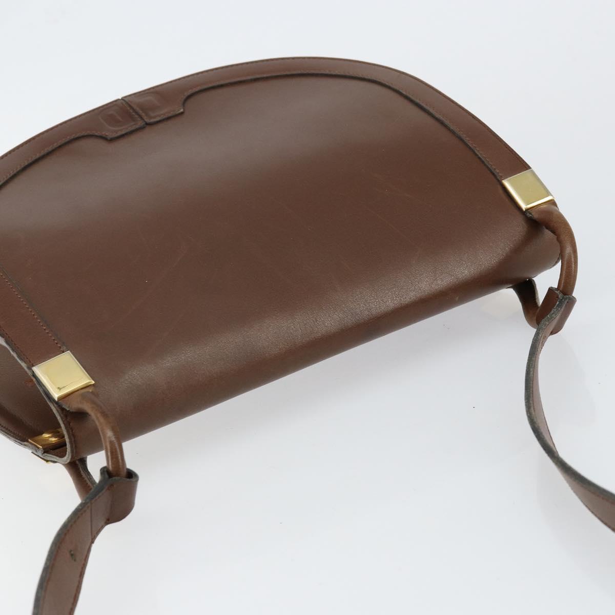 Christian Dior Shoulder Bag Leather Brown Gold Auth bs29937