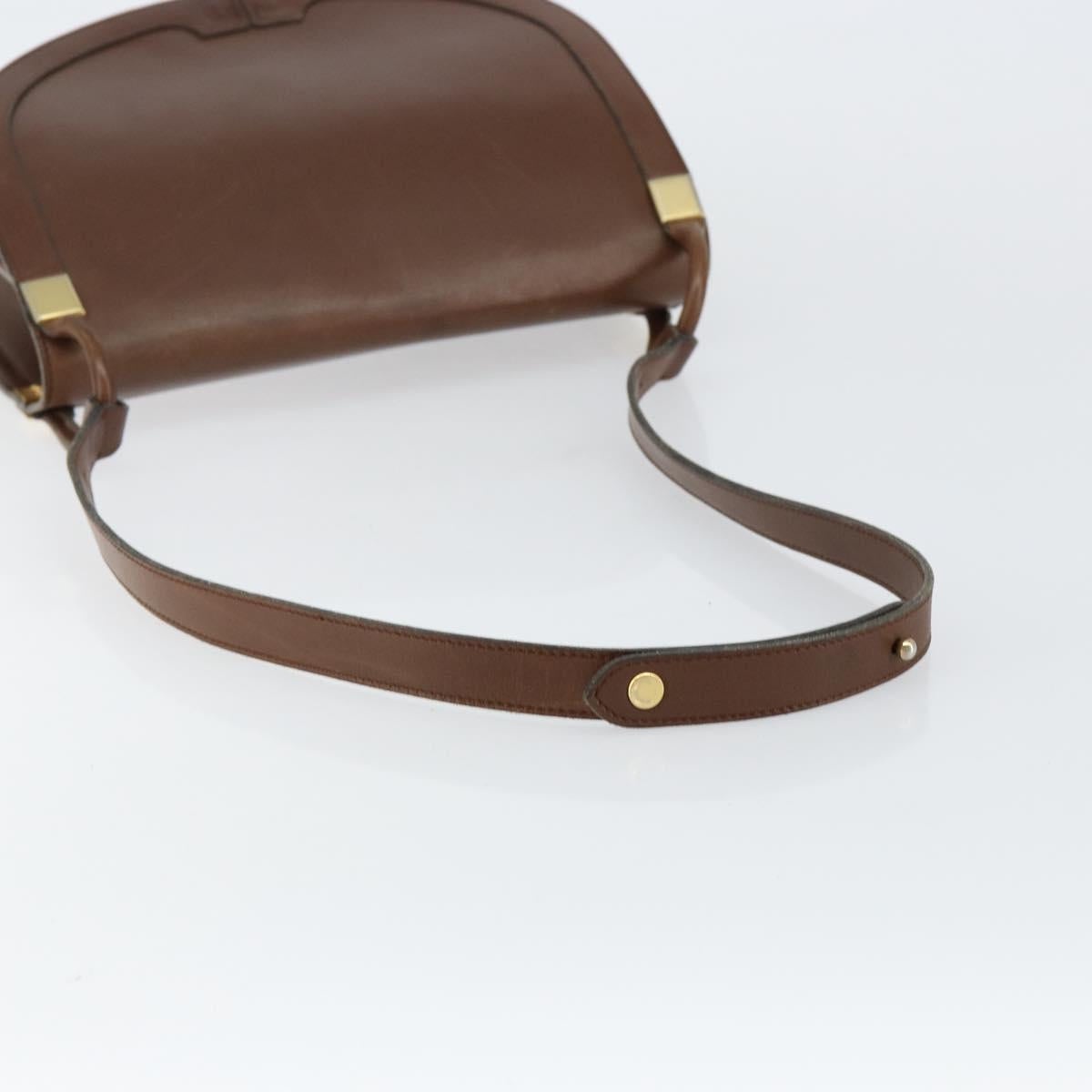 Christian Dior Shoulder Bag Leather Brown Gold Auth bs29937