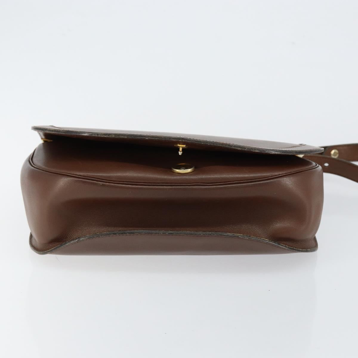 Christian Dior Shoulder Bag Leather Brown Gold Auth bs29937