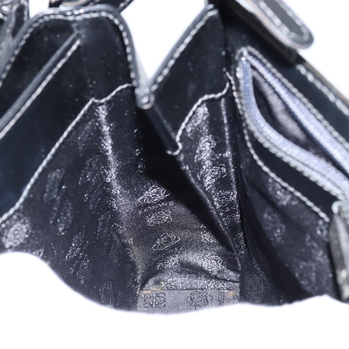 LOEWE Twist Shoulder Bag Leather Khaki Silver Auth bs29938