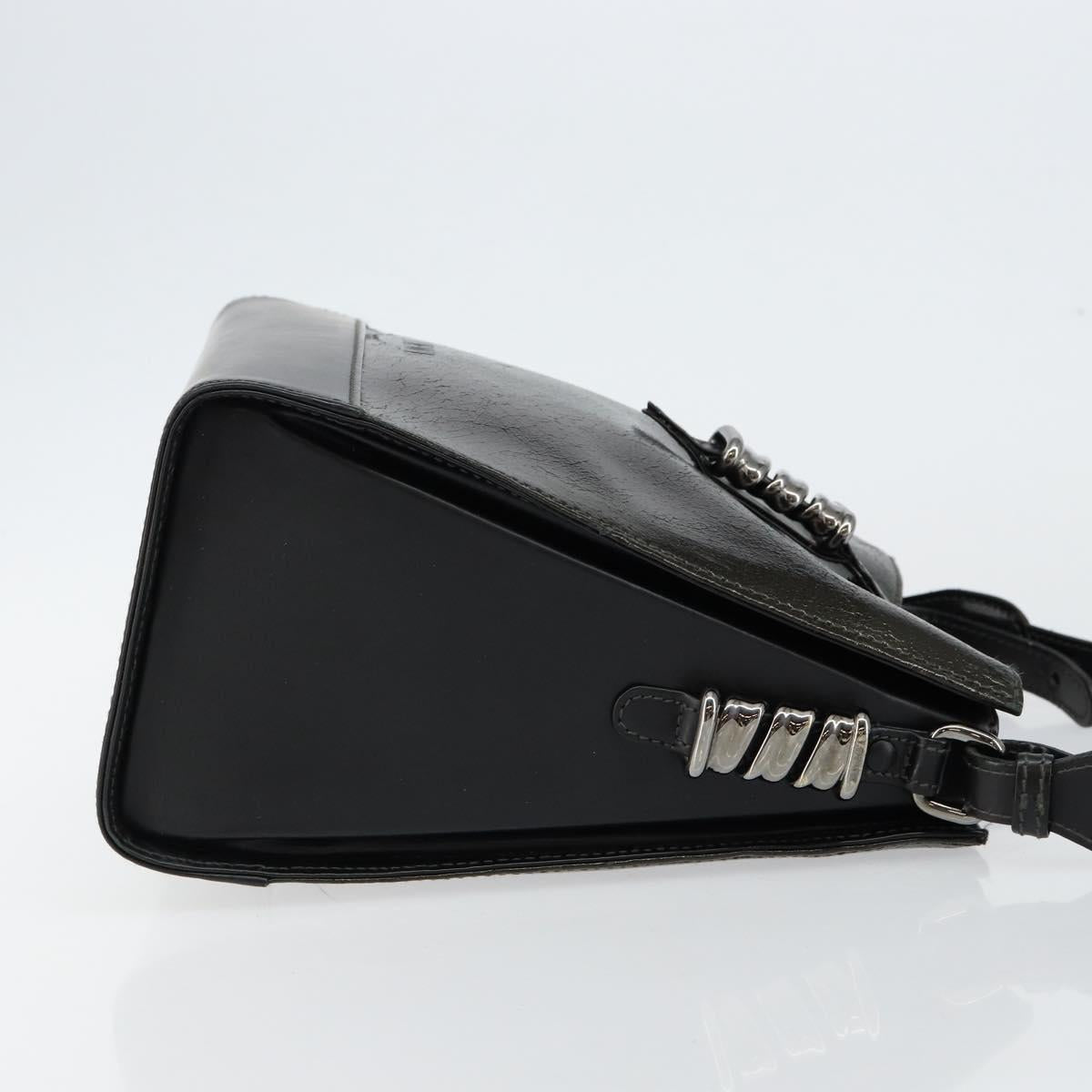 LOEWE Twist Shoulder Bag Leather Khaki Silver Auth bs29938