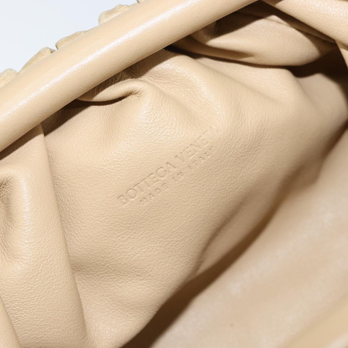 BOTTEGA VENETA The Pouch Shoulder Bag Leather Beige Auth bs29939