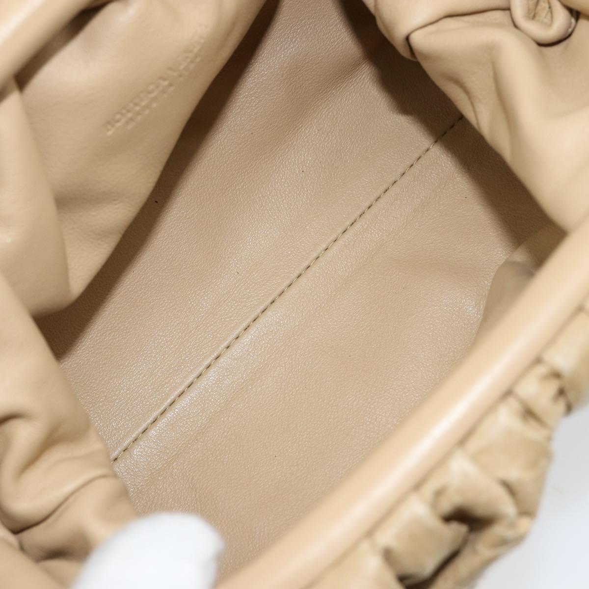 BOTTEGA VENETA The Pouch Shoulder Bag Leather Beige Auth bs29939