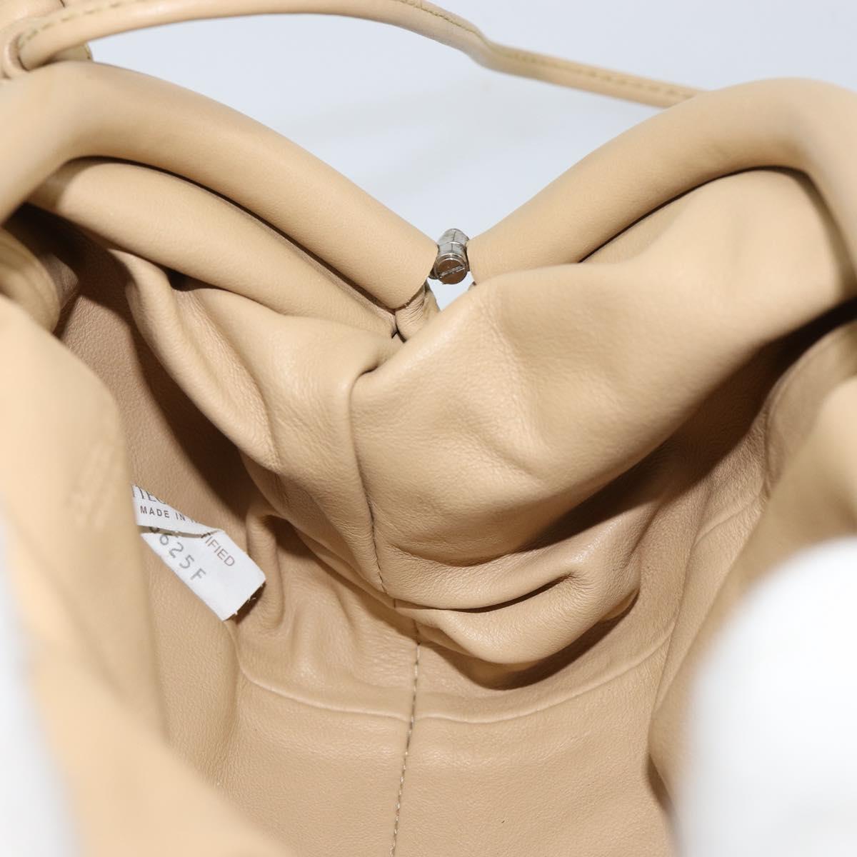 BOTTEGA VENETA The Pouch Shoulder Bag Leather Beige Auth bs29939