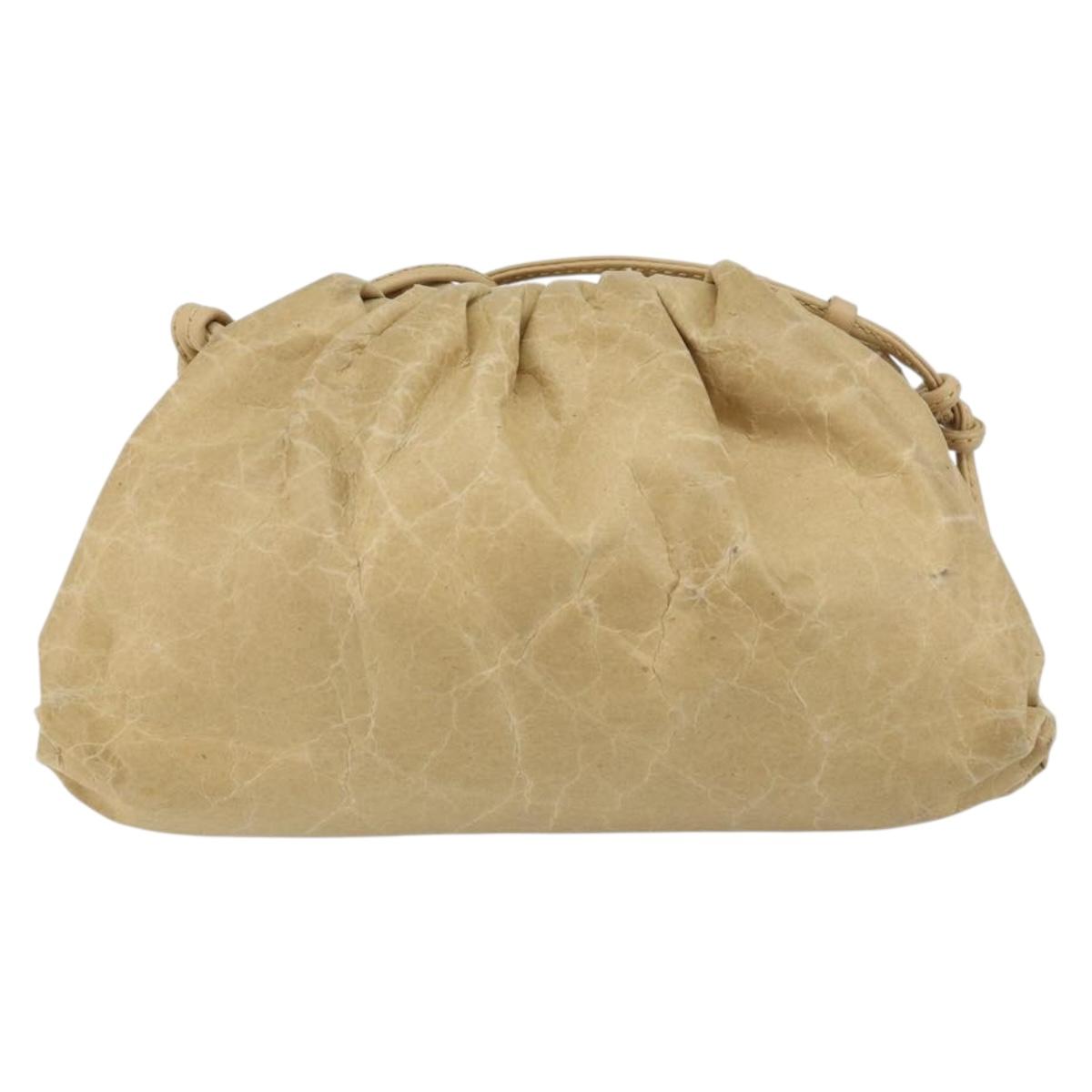 BOTTEGA VENETA The Pouch Shoulder Bag Leather Beige Auth bs29939