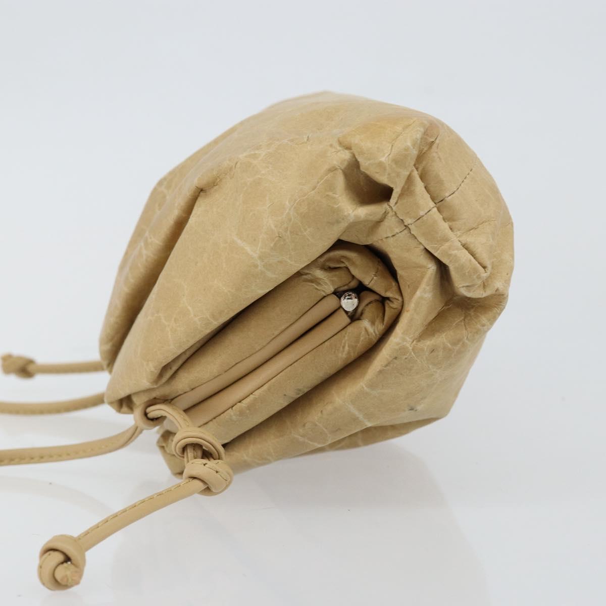 BOTTEGA VENETA The Pouch Shoulder Bag Leather Beige Auth bs29939