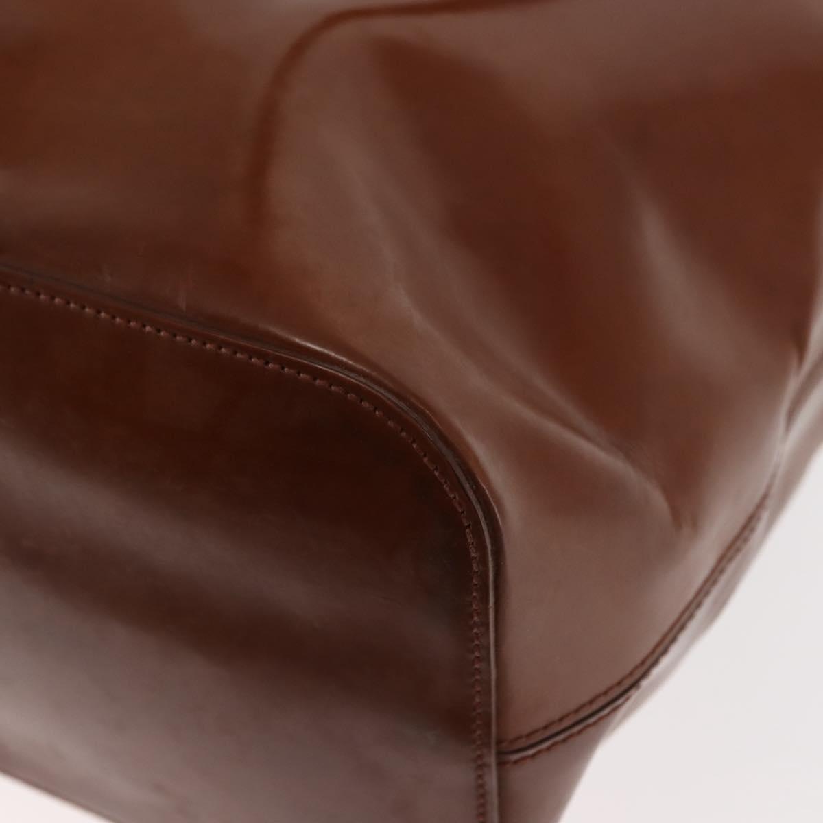 CARTIER PANTHERE Shoulder Bag Patent leather Brown Silver Auth bs29942