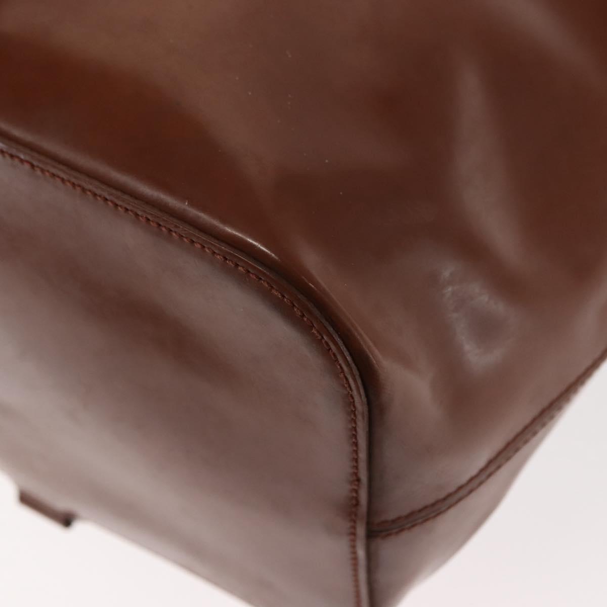 CARTIER PANTHERE Shoulder Bag Patent leather Brown Silver Auth bs29942
