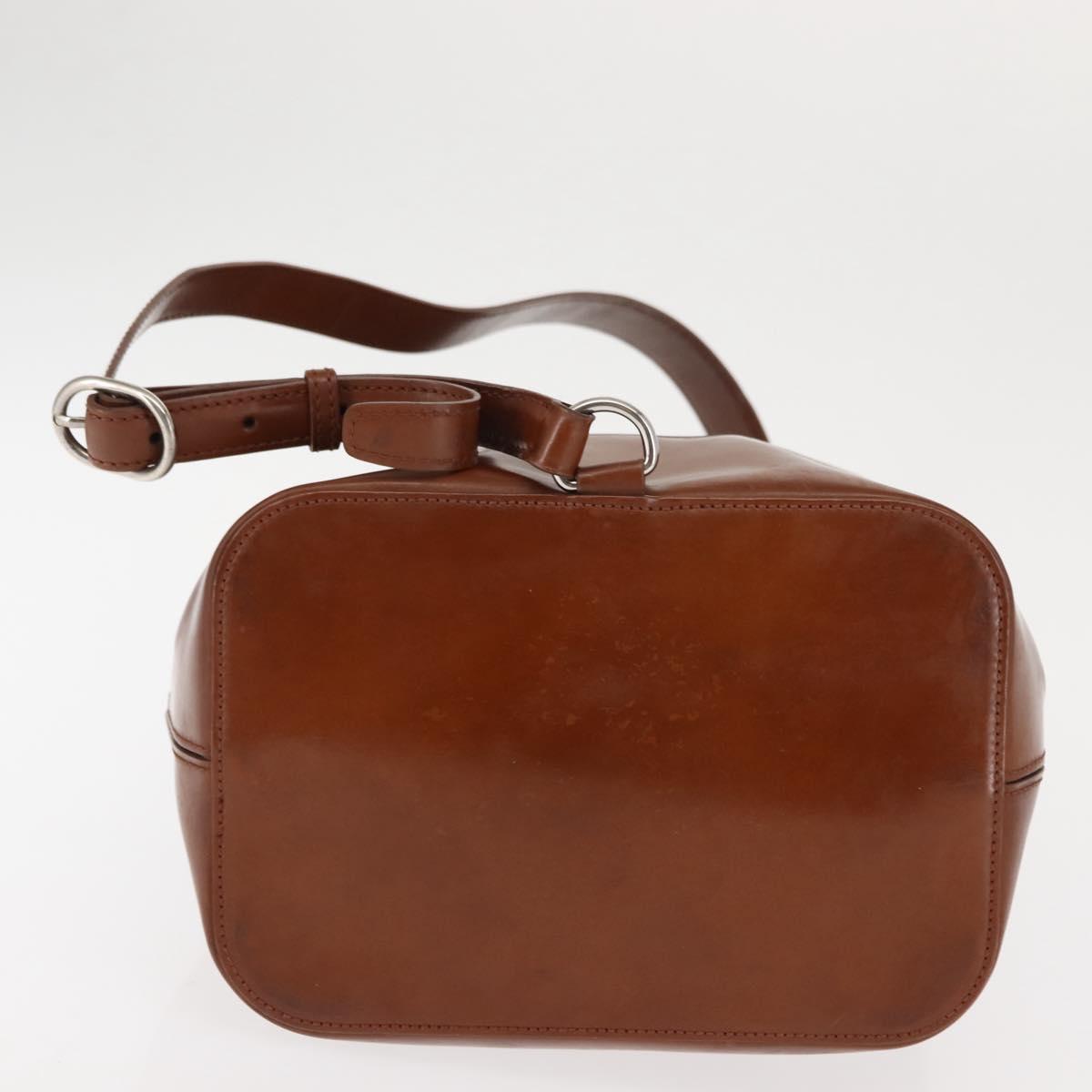CARTIER PANTHERE Shoulder Bag Patent leather Brown Silver Auth bs29942