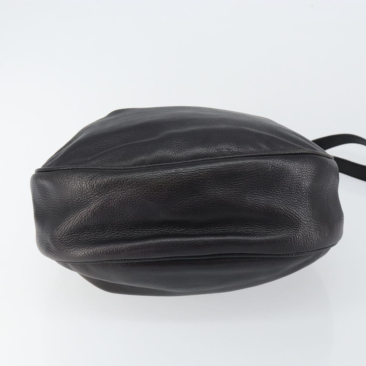 BOTTEGA VENETA Shoulder Bag Leather Black Gold Auth bs29943