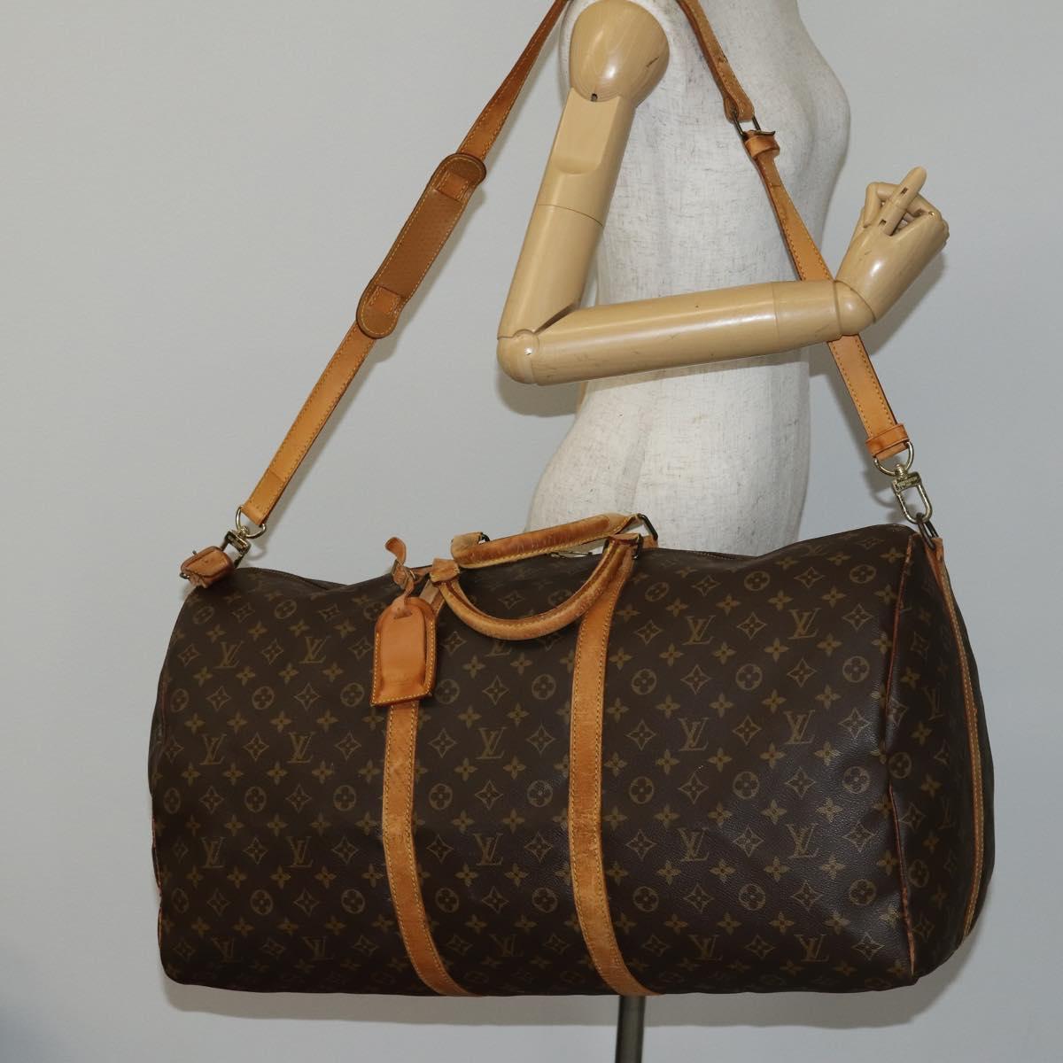 LOUIS VUITTON Monogram Keepall Bandouliere 60 Boston Bag M41412 LV Auth bs29946