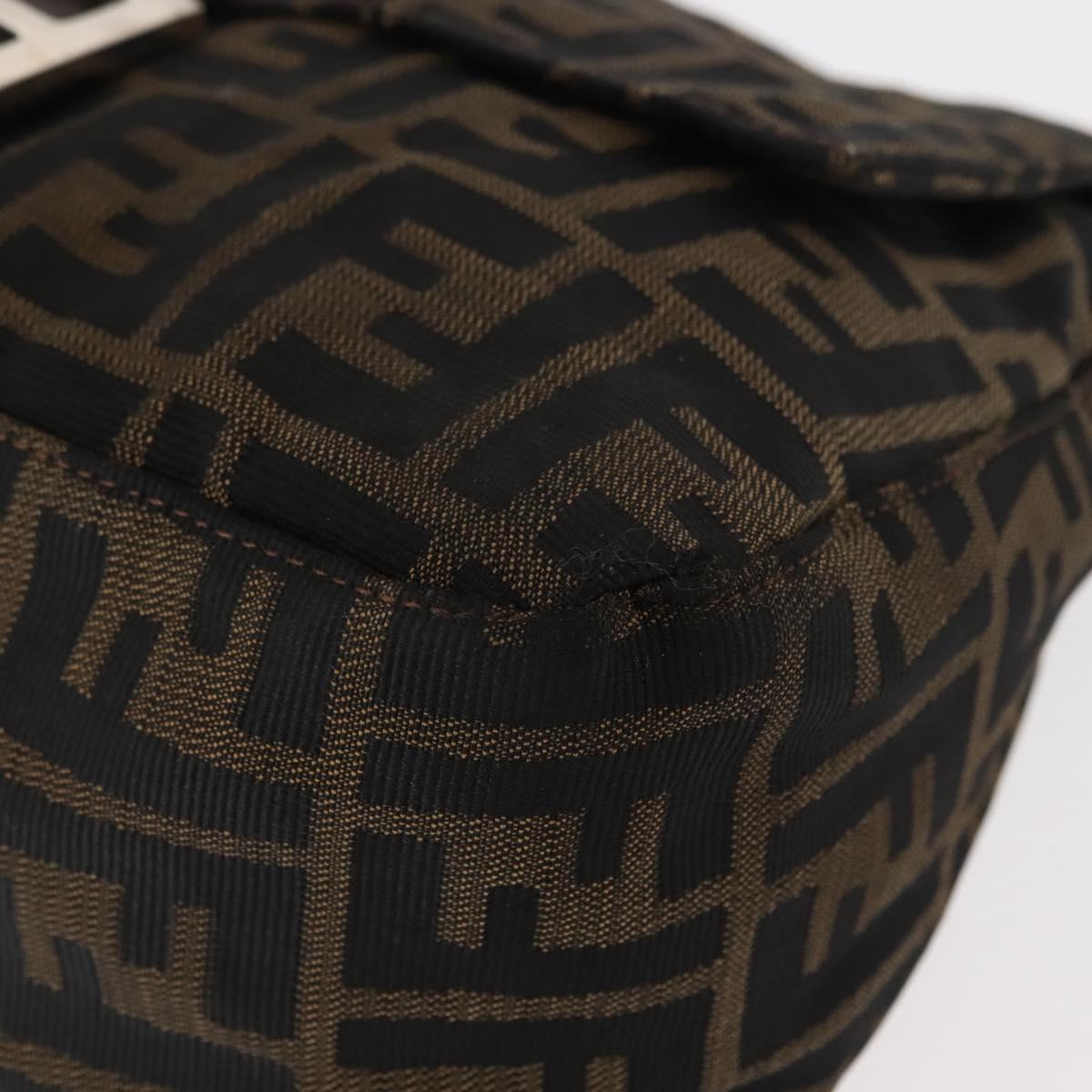 FENDI Mamma Baguette Shoulder Bag Zucca Canvas Black Brown Auth bs29947
