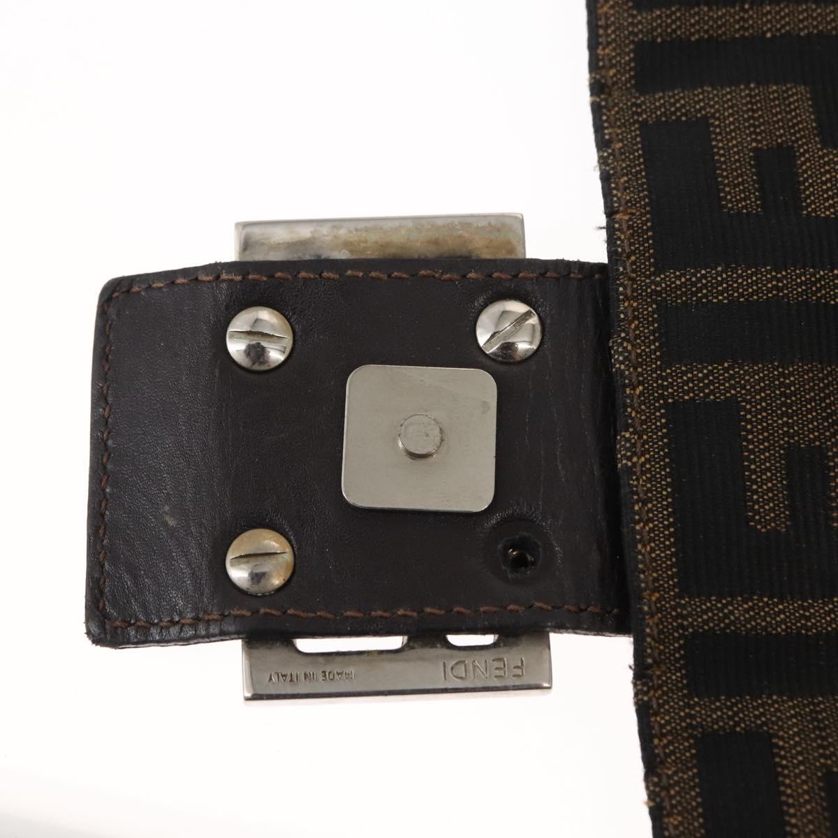 FENDI Mamma Baguette Shoulder Bag Zucca Canvas Black Brown Auth bs29947