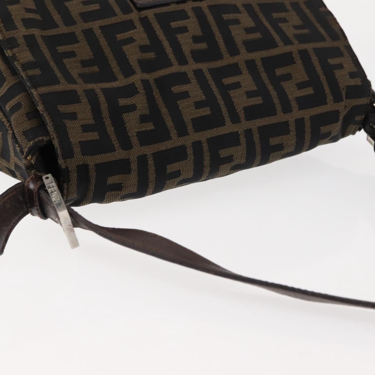 FENDI Mamma Baguette Shoulder Bag Zucca Canvas Black Brown Auth bs29947