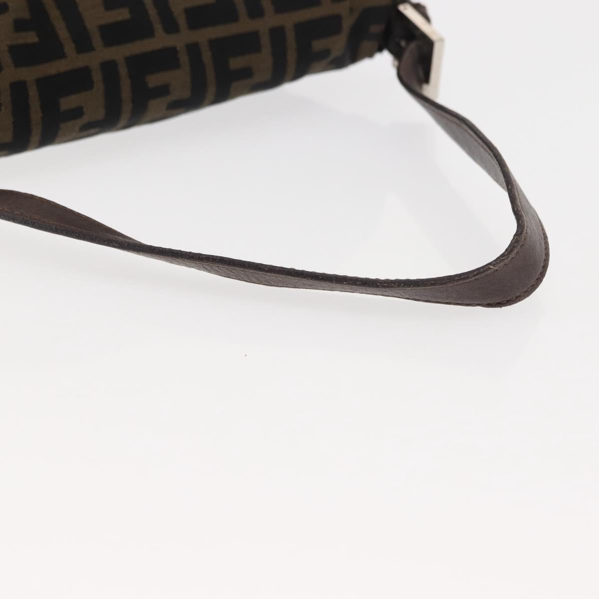FENDI Mamma Baguette Shoulder Bag Zucca Canvas Black Brown Auth bs29947