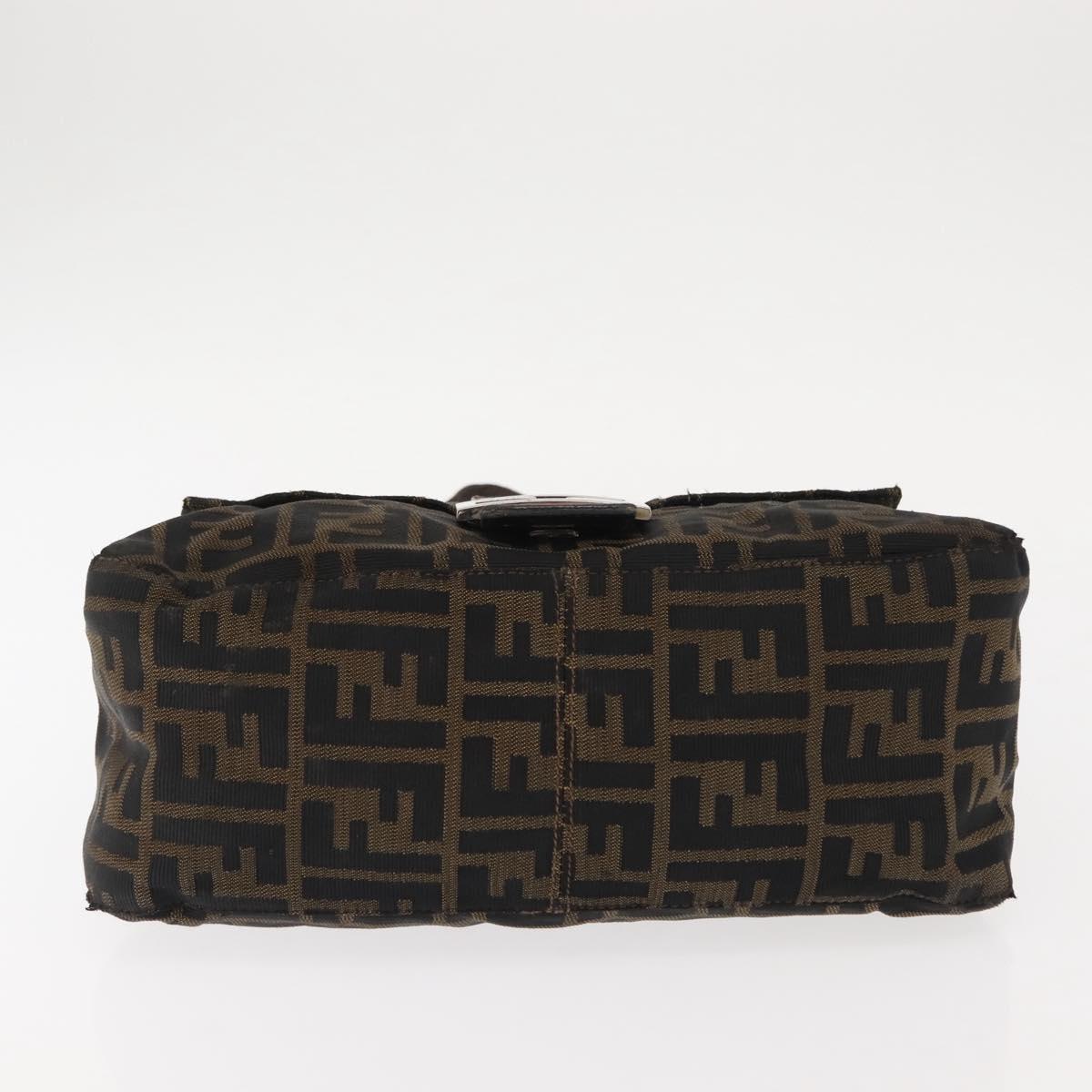 FENDI Mamma Baguette Shoulder Bag Zucca Canvas Black Brown Auth bs29947