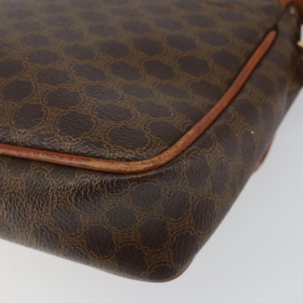 CELINE Macadam Canvas Shoulder Bag PVC Leather Brown Gold Auth bs29949
