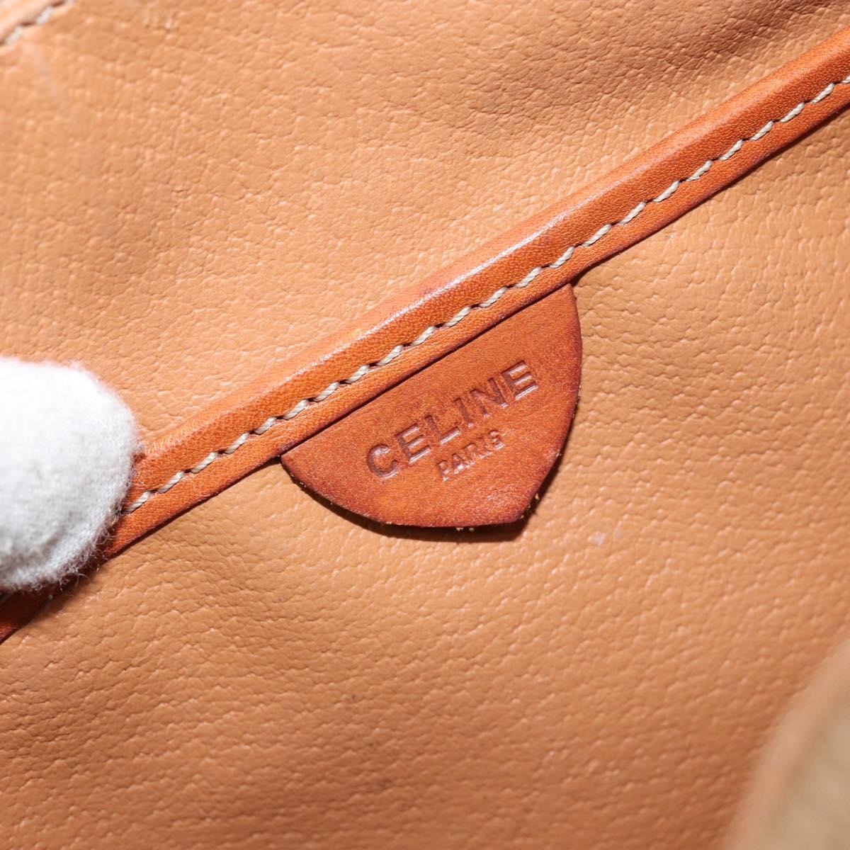 CELINE Macadam Canvas Shoulder Bag PVC Leather Brown Gold Auth bs29950