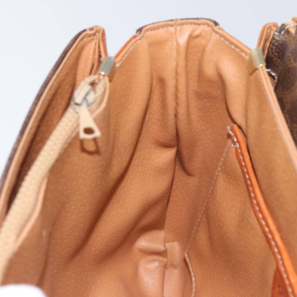 CELINE Macadam Canvas Shoulder Bag PVC Leather Brown Gold Auth bs29950