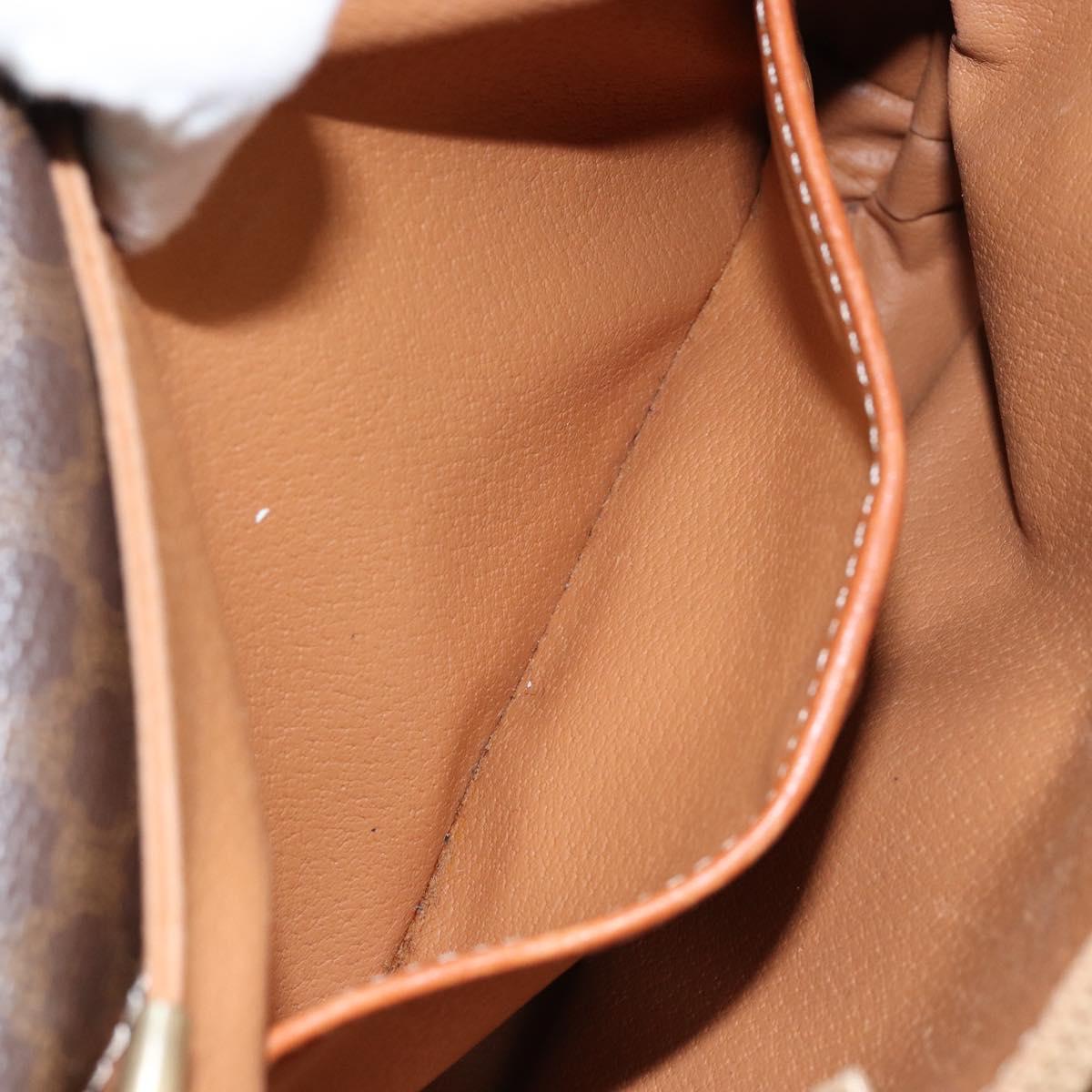 CELINE Macadam Canvas Shoulder Bag PVC Leather Brown Gold Auth bs29950