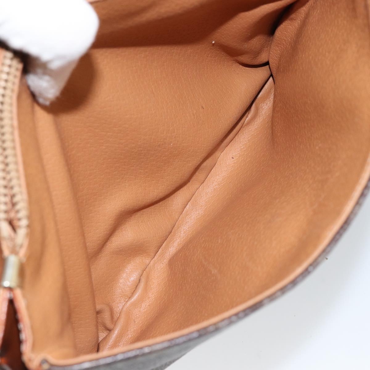 CELINE Macadam Canvas Shoulder Bag PVC Leather Brown Gold Auth bs29950