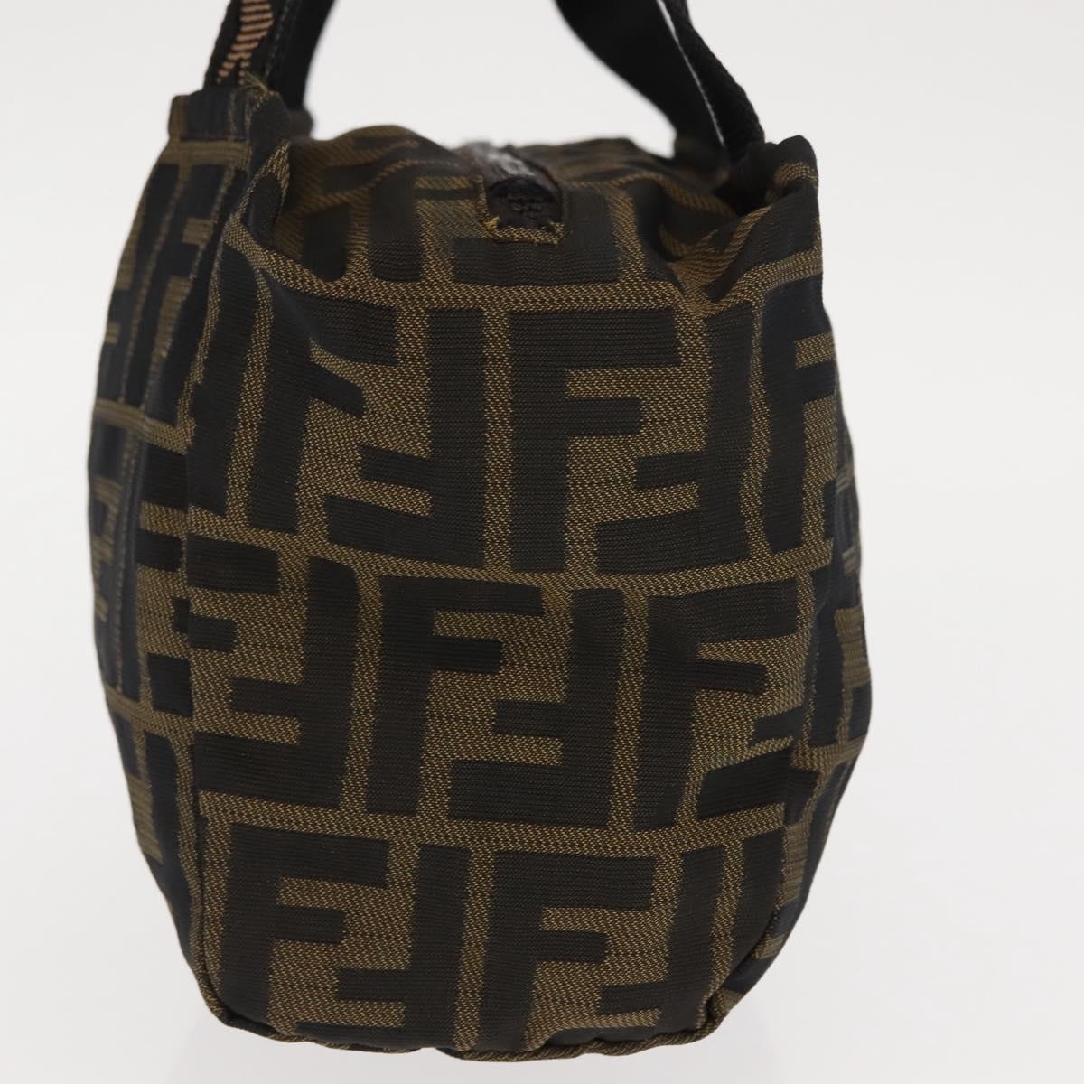 FENDI Zucca Canvas Hand Bag Black Brown Auth bs29951