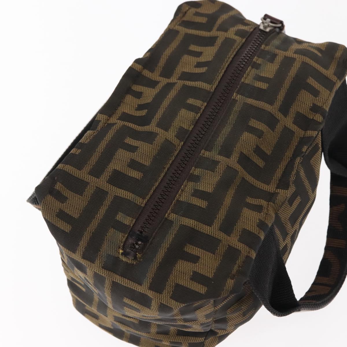 FENDI Zucca Canvas Hand Bag Black Brown Auth bs29951