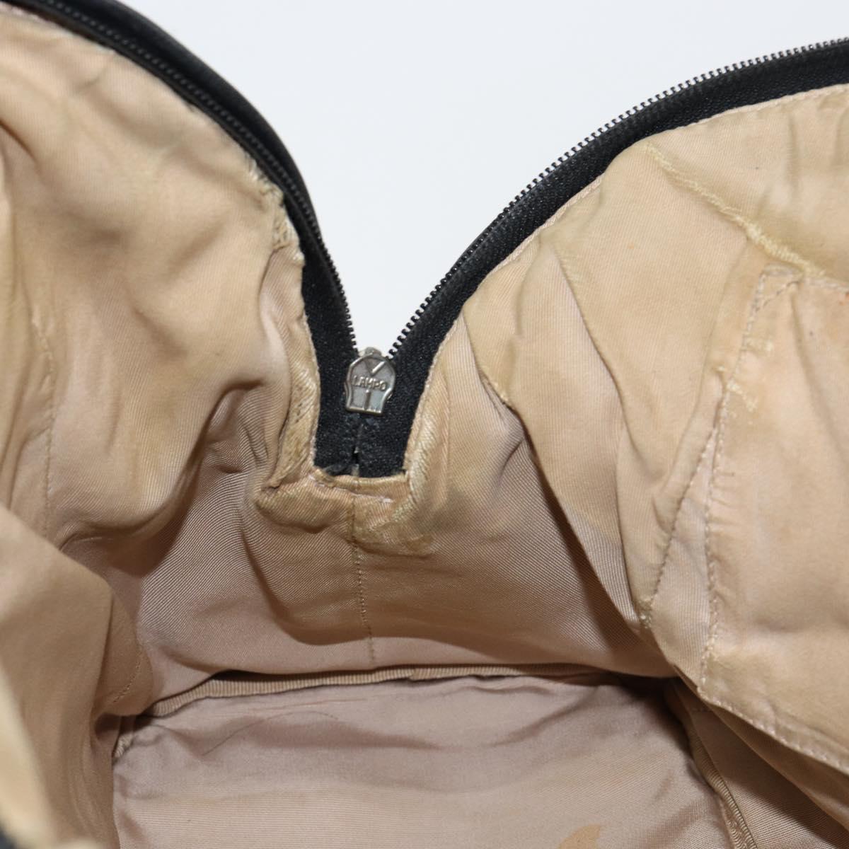 CHANEL Embossed Logo Unlimited Boston Bag Leather Black Silver CC Auth bs29953