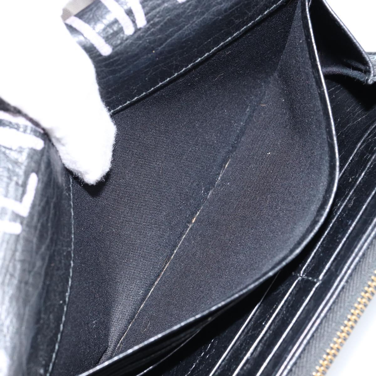 BALENCIAGA Continental Graffiti Wallet Leather Black Gold 164471 Auth bs29956