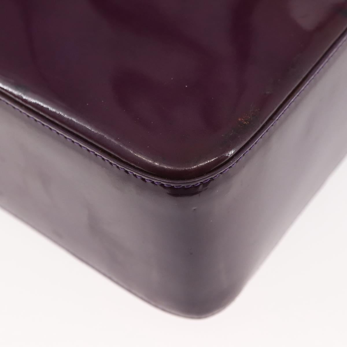 CHANEL Tote Bag Patent leather Purple Gold CC Auth bs29957