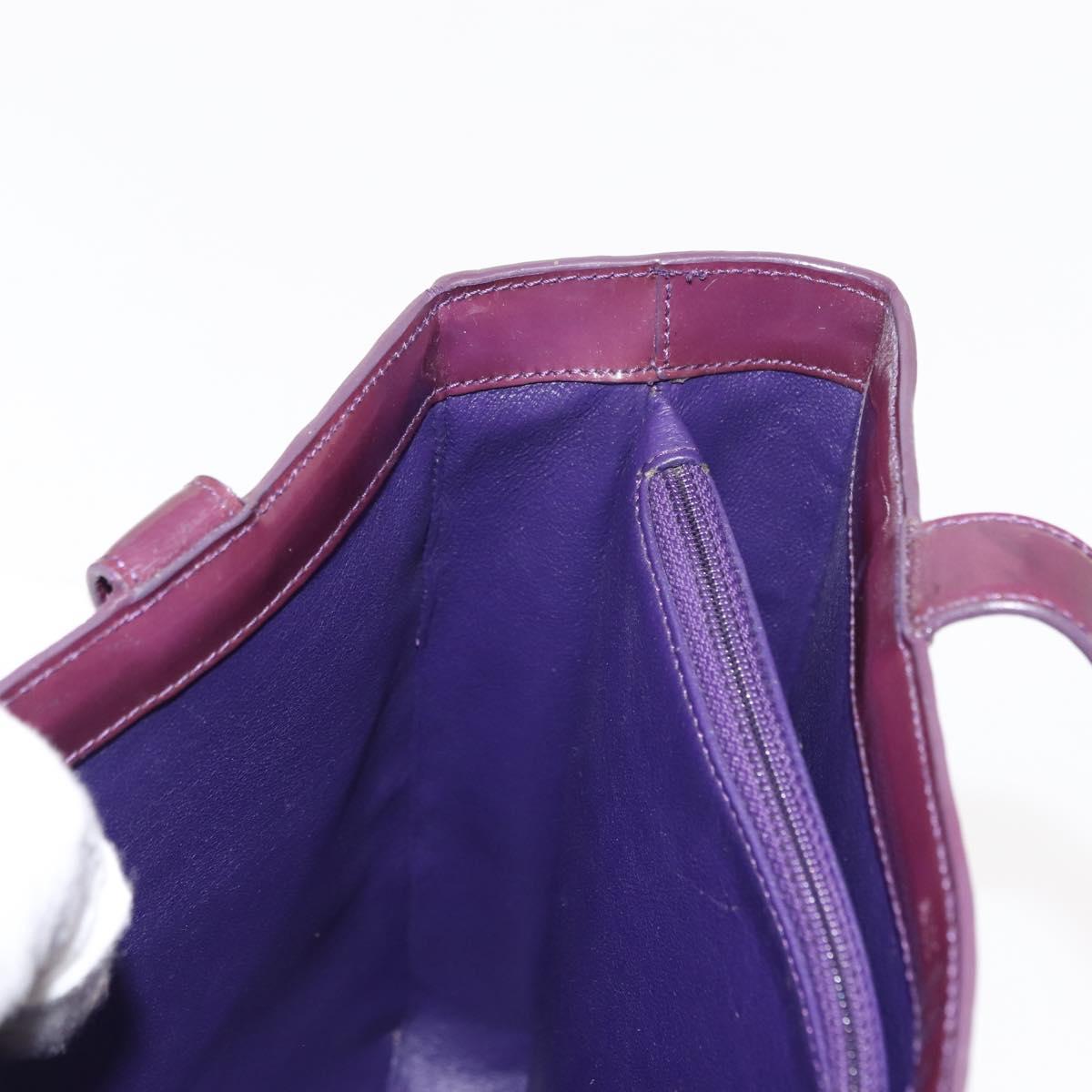 CHANEL Tote Bag Patent leather Purple Gold CC Auth bs29957