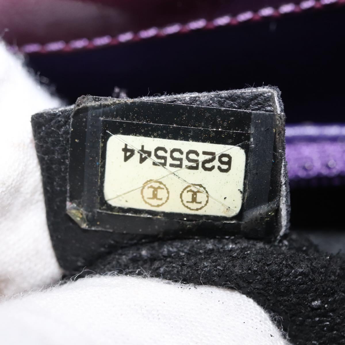 CHANEL Tote Bag Patent leather Purple Gold CC Auth bs29957