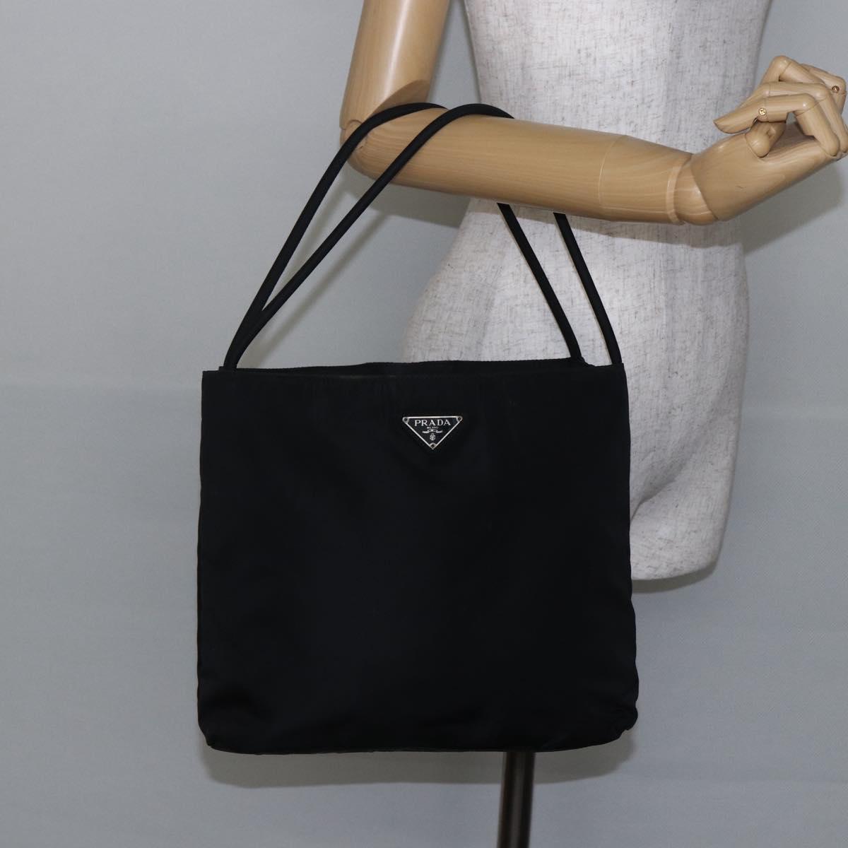 PRADA Shoulder Bag Nylon Black Silver Auth bs29964
