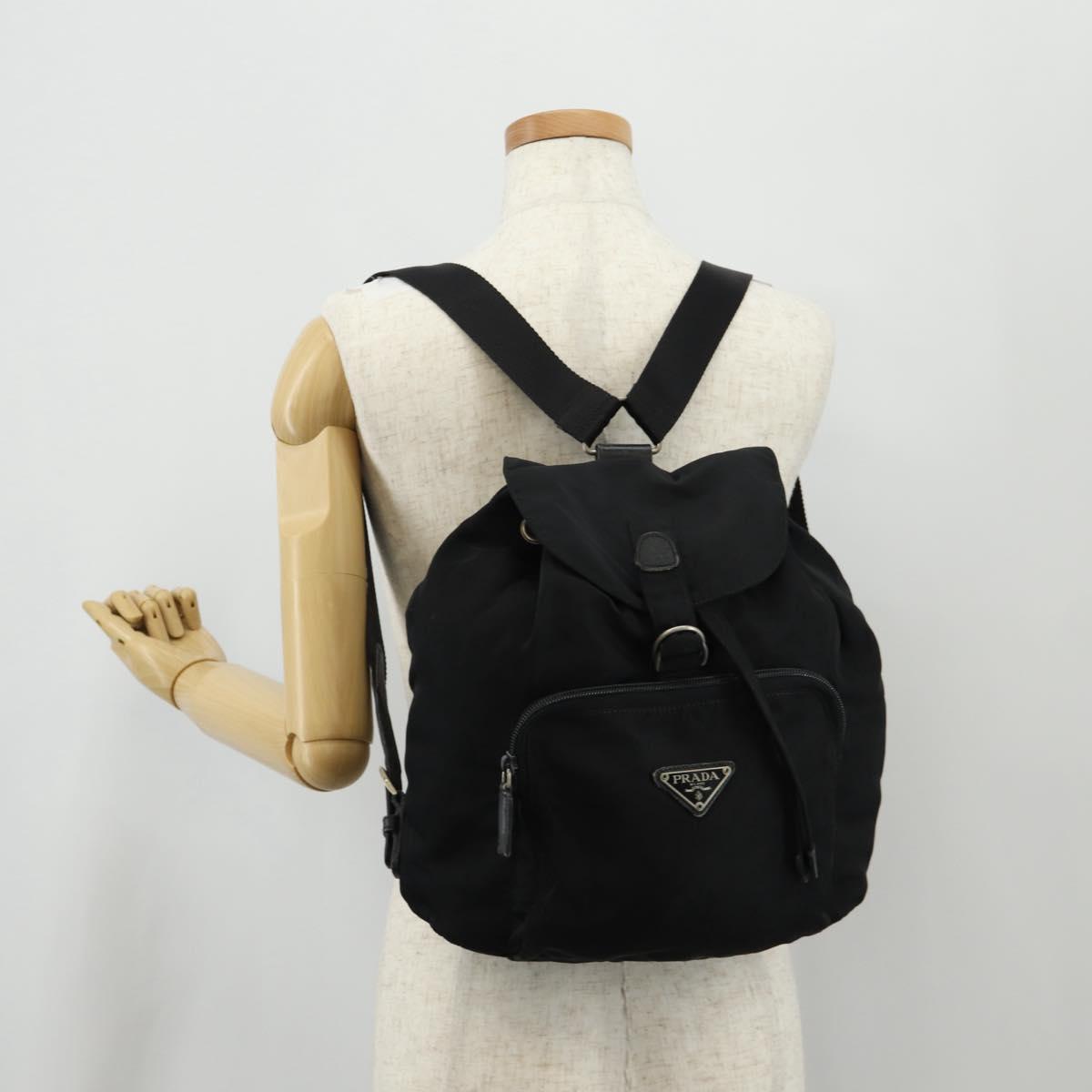 PRADA Backpack Nylon Black Silver Auth bs29965
