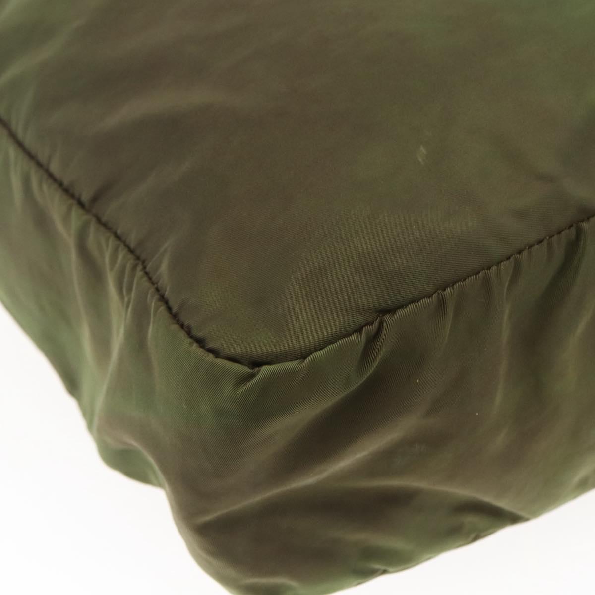 PRADA Tote Bag Nylon Khaki Silver Auth bs29971