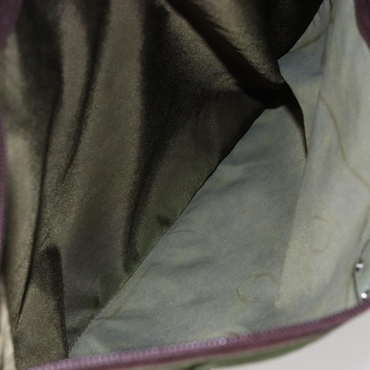 PRADA Tote Bag Nylon Khaki Silver Auth bs29971