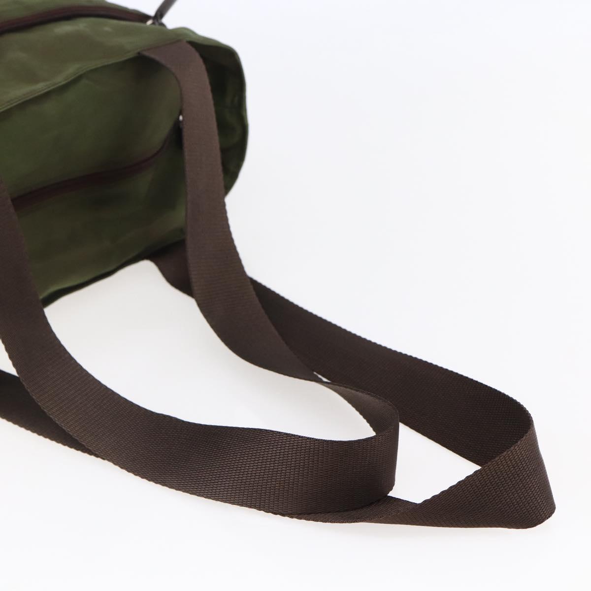 PRADA Tote Bag Nylon Khaki Silver Auth bs29971