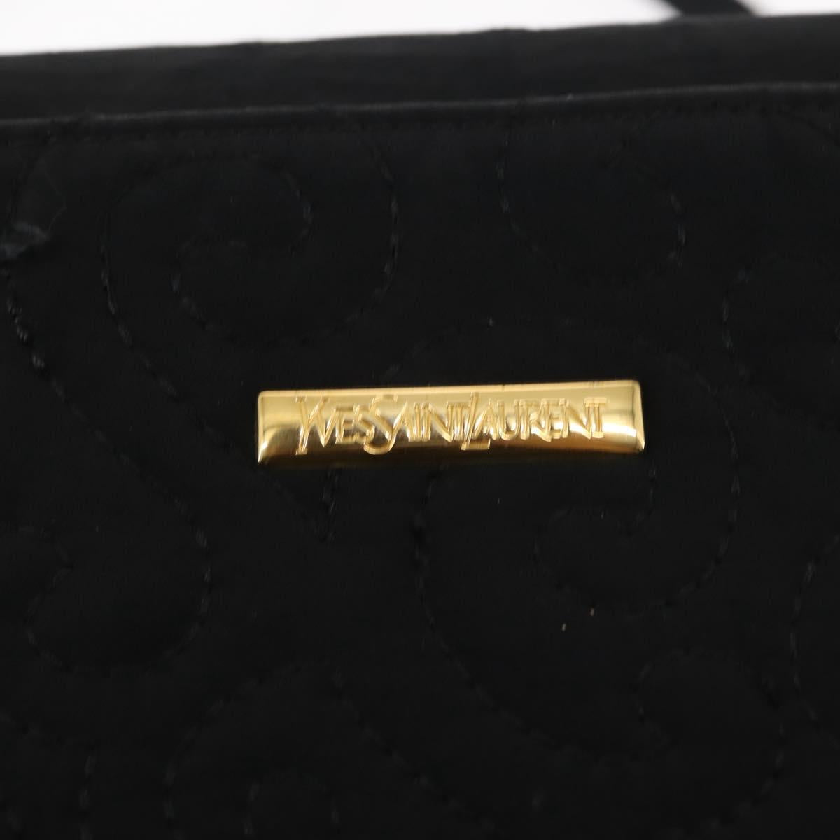 SAINT LAURENT Tote Bag Nylon Black Gold Auth bs29972