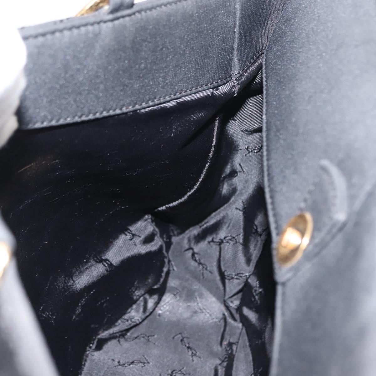 SAINT LAURENT Tote Bag Nylon Black Gold Auth bs29972