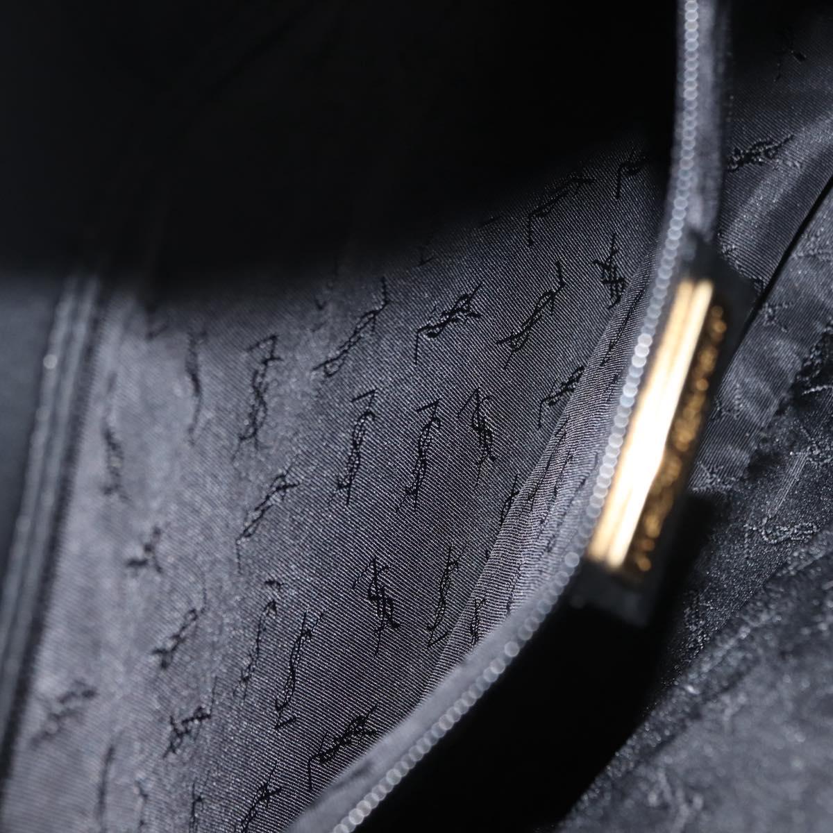 SAINT LAURENT Tote Bag Nylon Black Gold Auth bs29972