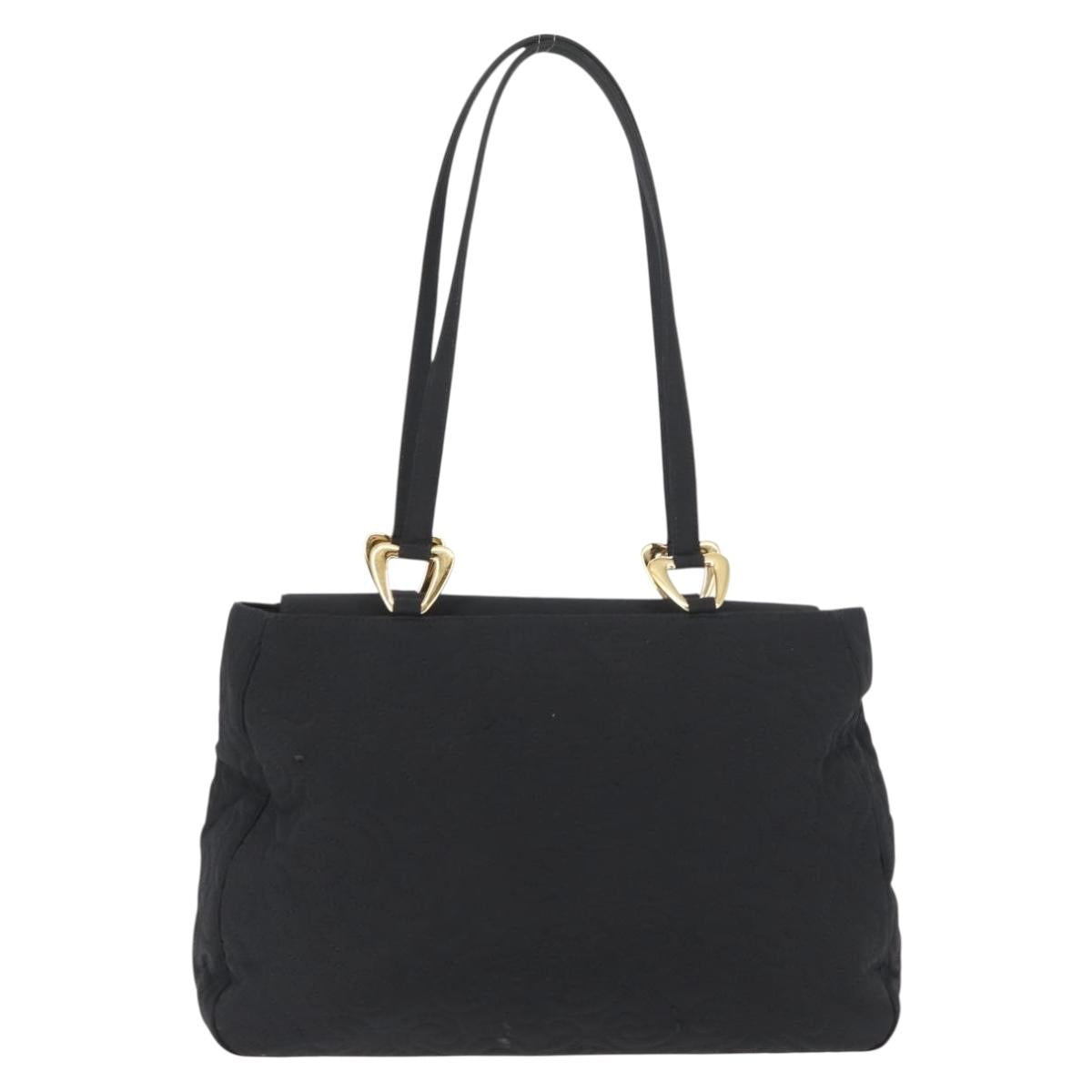 SAINT LAURENT Tote Bag Nylon Black Gold Auth bs29972