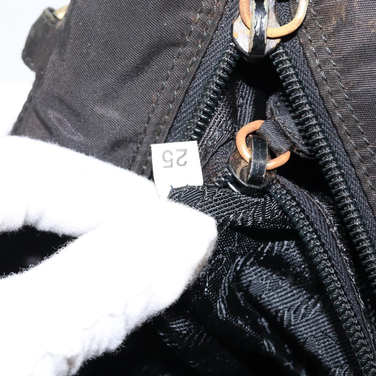 PRADA Hand Bag Nylon Black Gold Auth bs29974