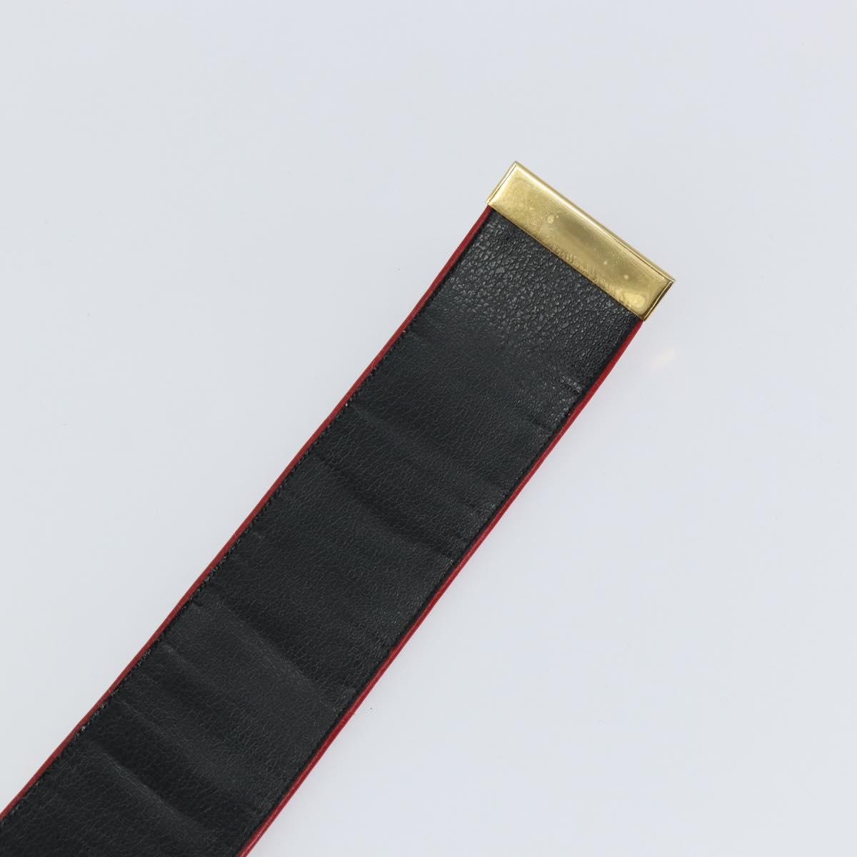 CHANEL Belt Leather 33.1"" Red Gold CC Auth bs29975