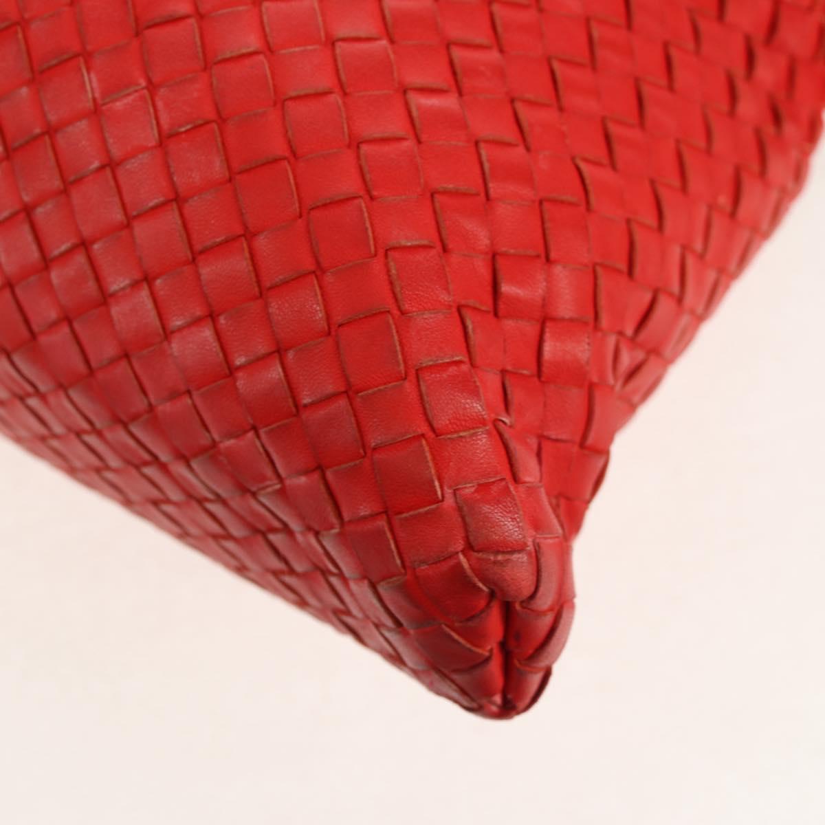 BOTTEGA VENETA INTRECCIATO Hand Bag Leather 2way Red Auth bs29977