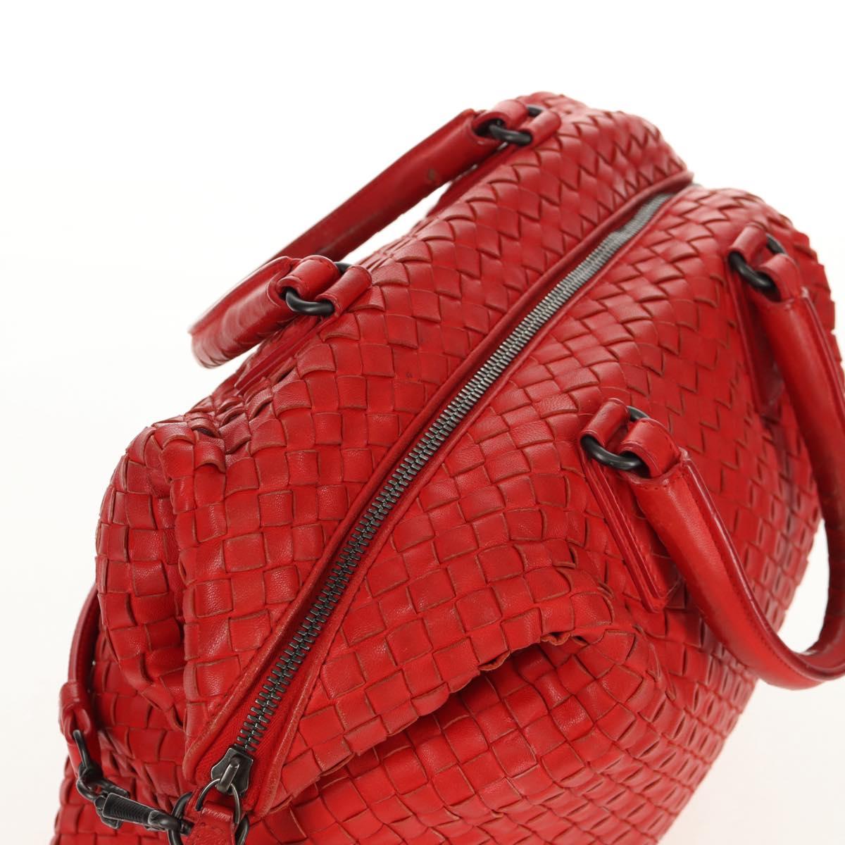 BOTTEGA VENETA INTRECCIATO Hand Bag Leather 2way Red Auth bs29977