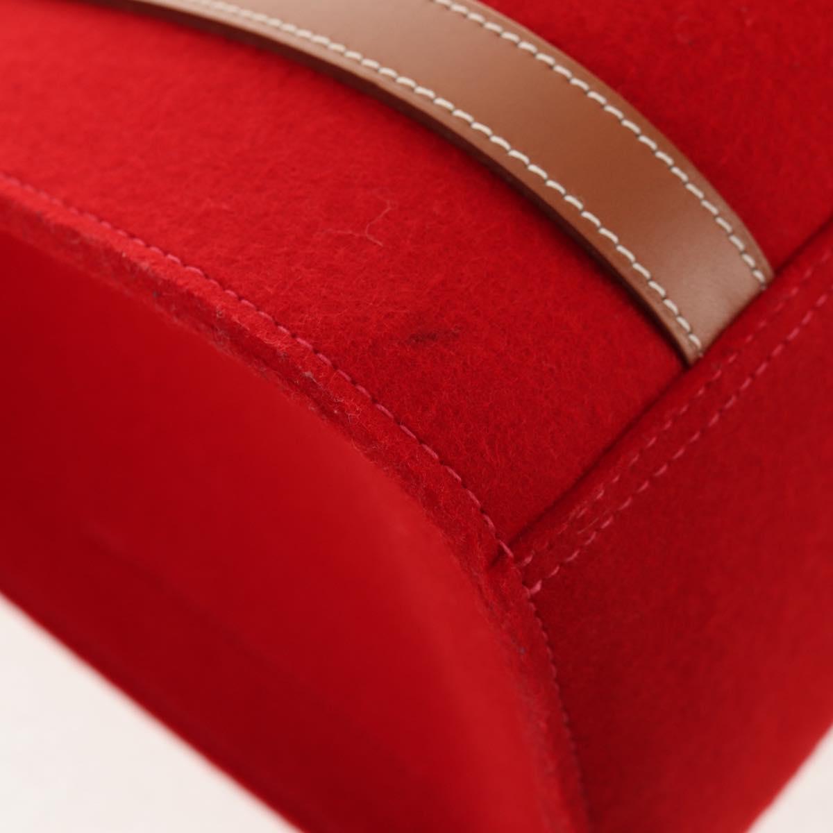 HERMES Cabaricol Shoulder Bag felt Red Silver Auth bs29978V