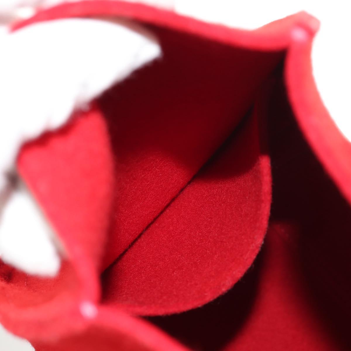 HERMES Cabaricol Shoulder Bag felt Red Silver Auth bs29978V