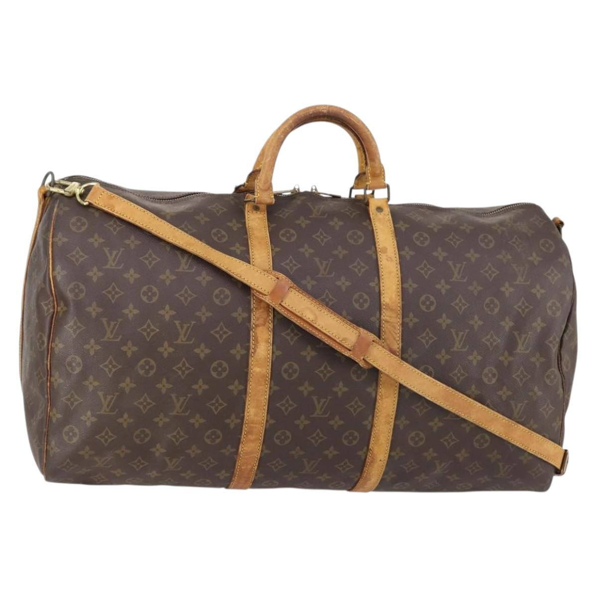 LOUIS VUITTON Monogram Keepall Bandouliere 60 Boston Bag M41412 LV Auth bs29981